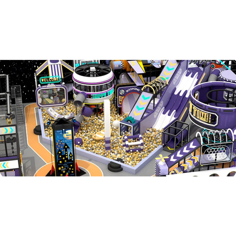 235 Flat children's Transparent black modeling tower White and purple striped horn slide