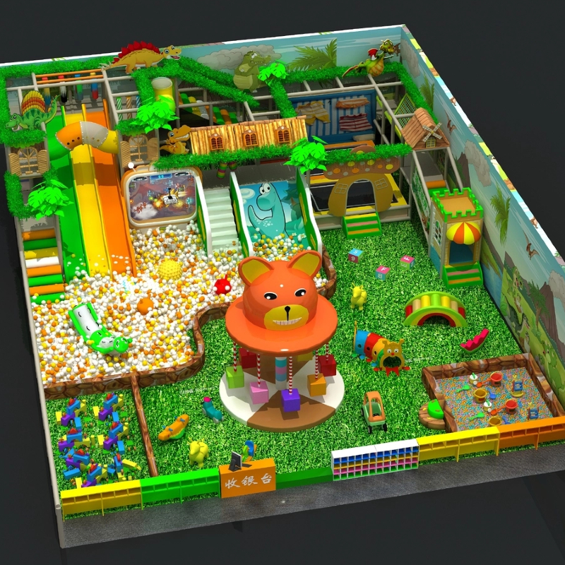 175 flat children's high-rise color slide electric rotating bear head swing