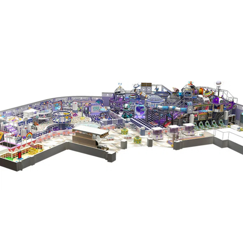 435 Flat children's rotating robot head swing Purple and white lattice horn shape slide