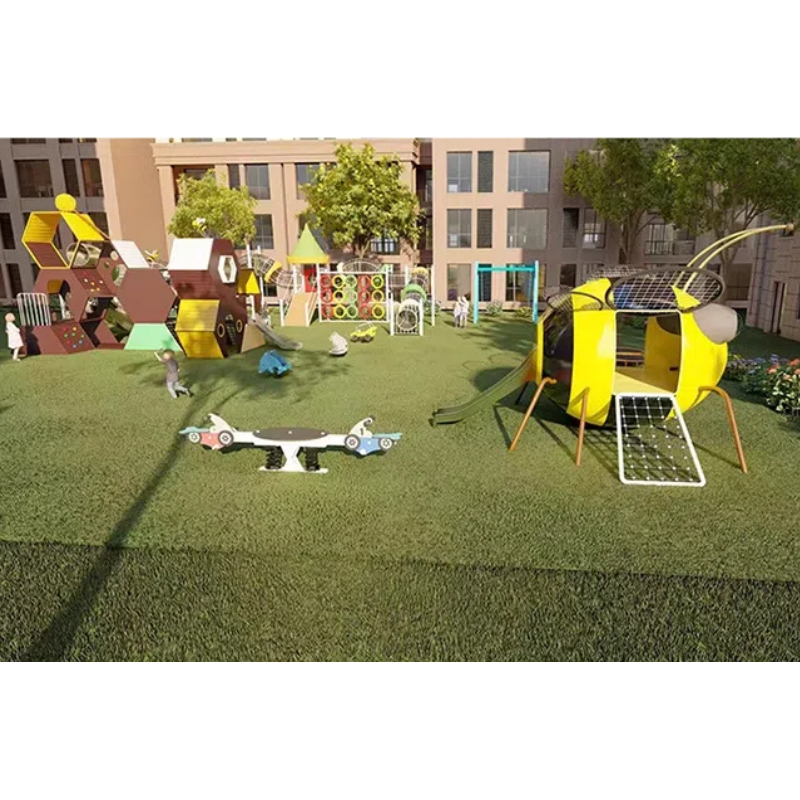 220 Flat children's Coffee color hexagonal modeling tower Green Castle climbing suit