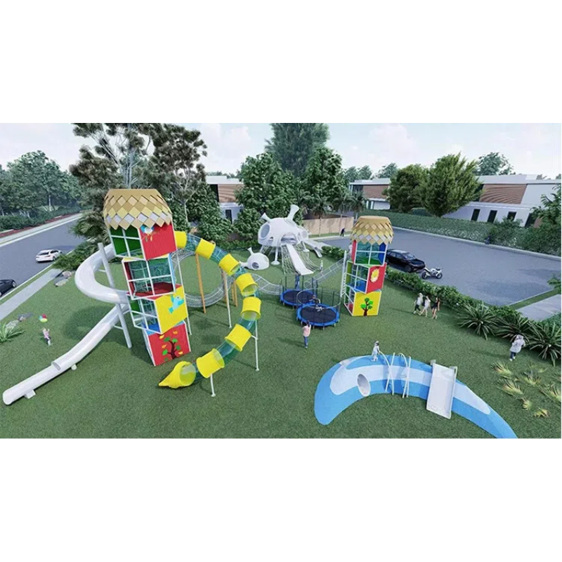 215 Flat children's volcano shaped climbing slope Blue outdoor trampoline