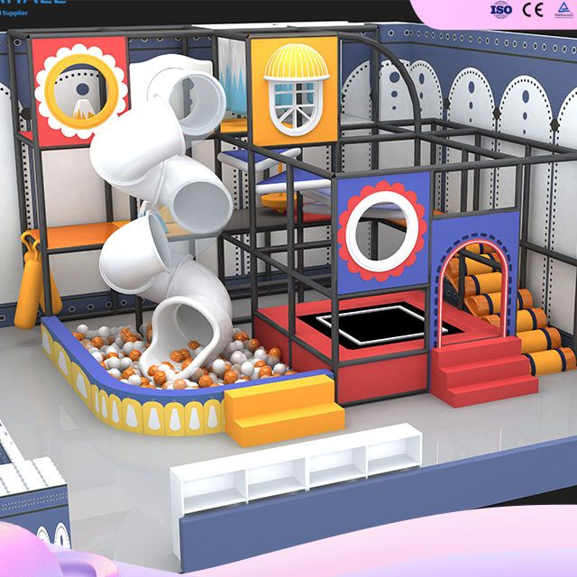 Compact Indoor Playground Starter Kit | S-Shape Spiral Slide, Trampoline & Ball Pool | Ideal for Small Business Investment