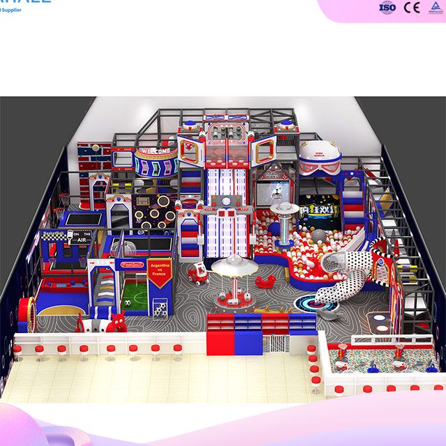 Modern Red-Blue Themed Playground (USA) - Extreme Adventure Playground Manufacturer