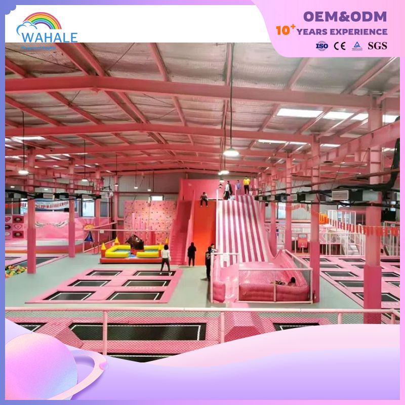 Macaron Color Custom Indoor Children's Trampoline Park Children's Parkour Escape Playground Facilities