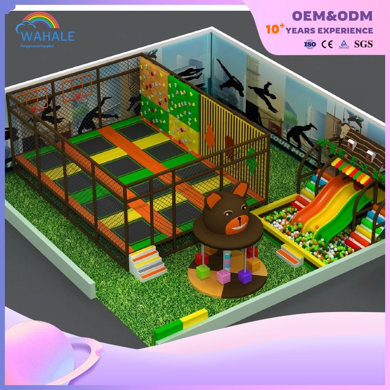 Forest Theme Indoor Trampoline Park Customized Children's Bear Head Playground Equipment Wholesale