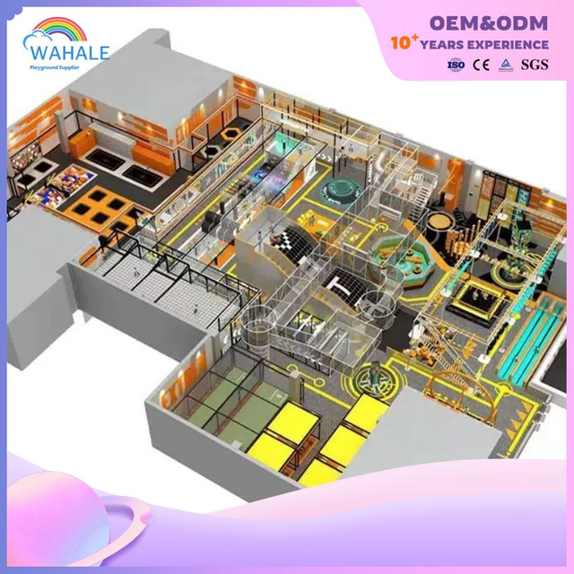 Robot Town Theme Customized Children's Indoor Cartoon Playground Trampoline Park Equipment Wholesale