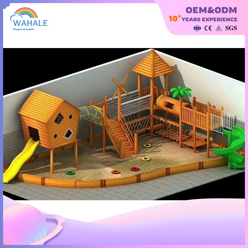 Children's Outdoor Play Equipment Customized Wooden Combined Slide Playground Equipment Customized