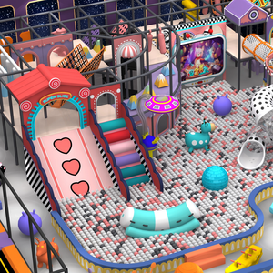 500 Flat Indoor Playground with Slide Ball Pool Children's Trampoline Stage Birthday Party Crossing Interactive Games