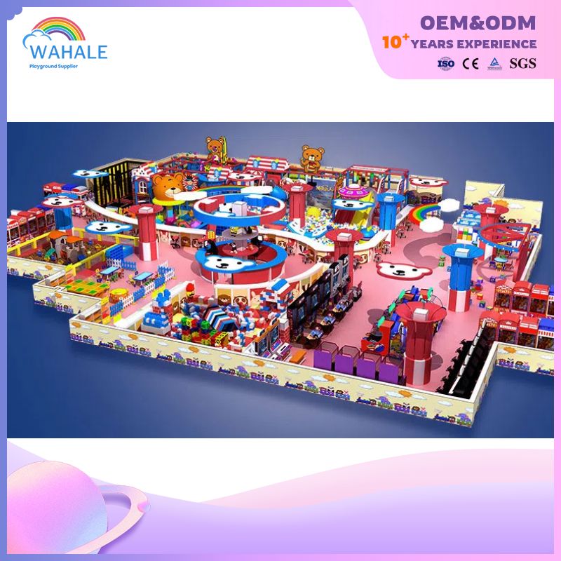 Cartoon Bear Theme Customized Children's Playground Facilities Indoor Macaron Color Soft Installation Park Facilities