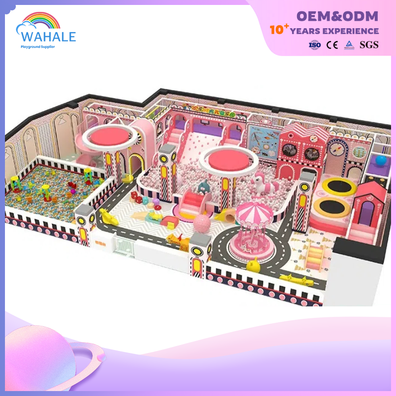 Sales Center Interior Pink Castle Theme Custom Soft Decoration Playground Equipment Builder