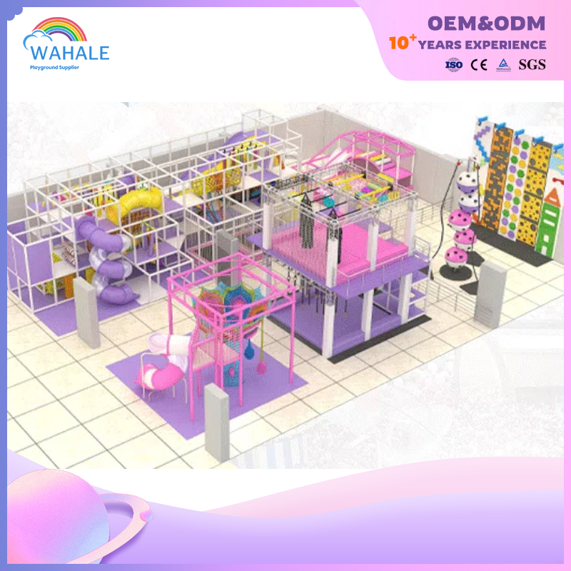 Mall Indoor Blue Pink Soft Physical Training Children Playground Equipment Builder