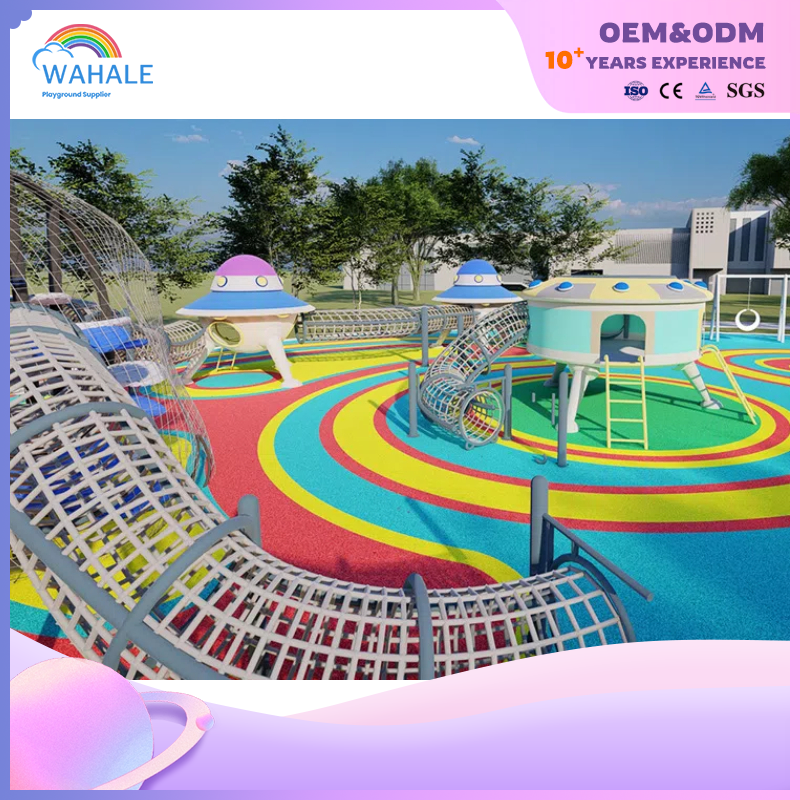 Color Park Outdoor Cartoon Flying Saucer Shape Custom Children's Playground Equipment
