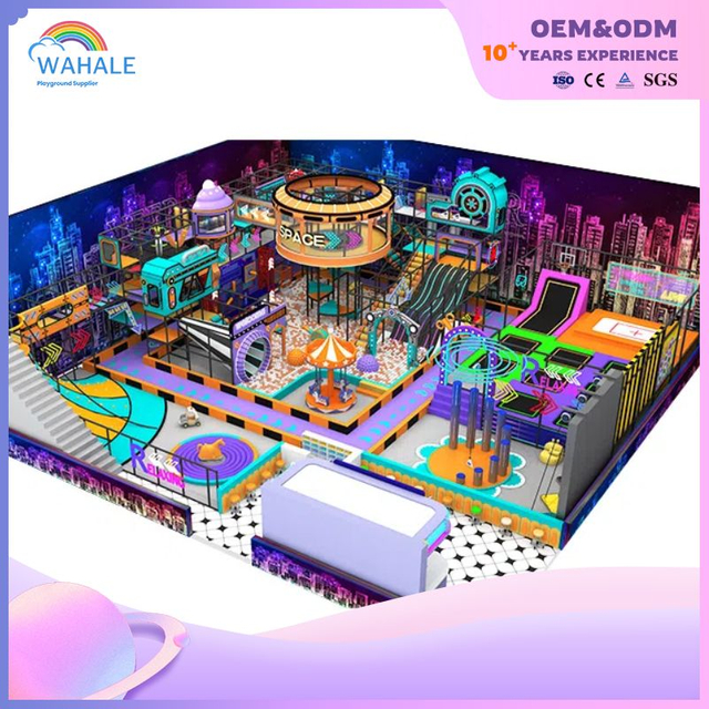 Video Game Theme Customized Children Purple Green Playground Indoor Soft Parkour Park Equipment