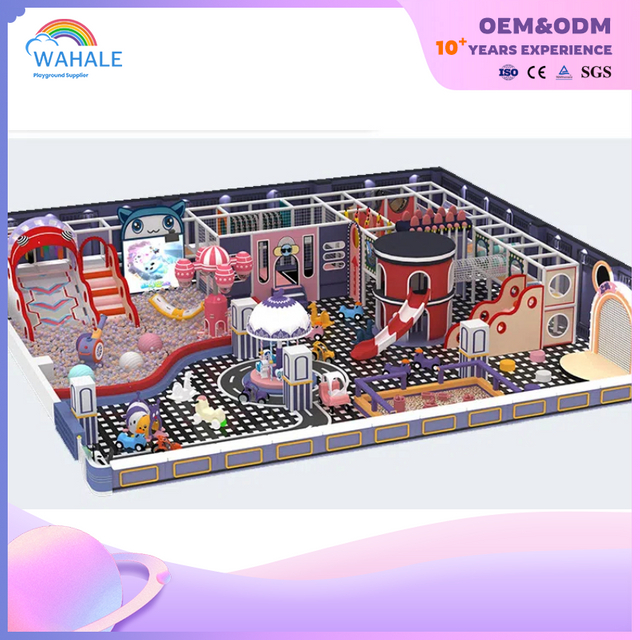 قسم المبيعات الداخلية Purple Castle موضوع مخصص معدات ملعب للأطفال