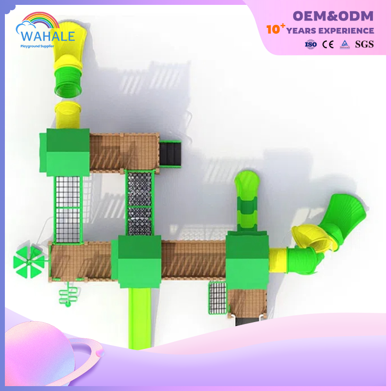 Park Outdoor Green House Theme Custom Two-story Wooden Maze Playground Equipment Dealer