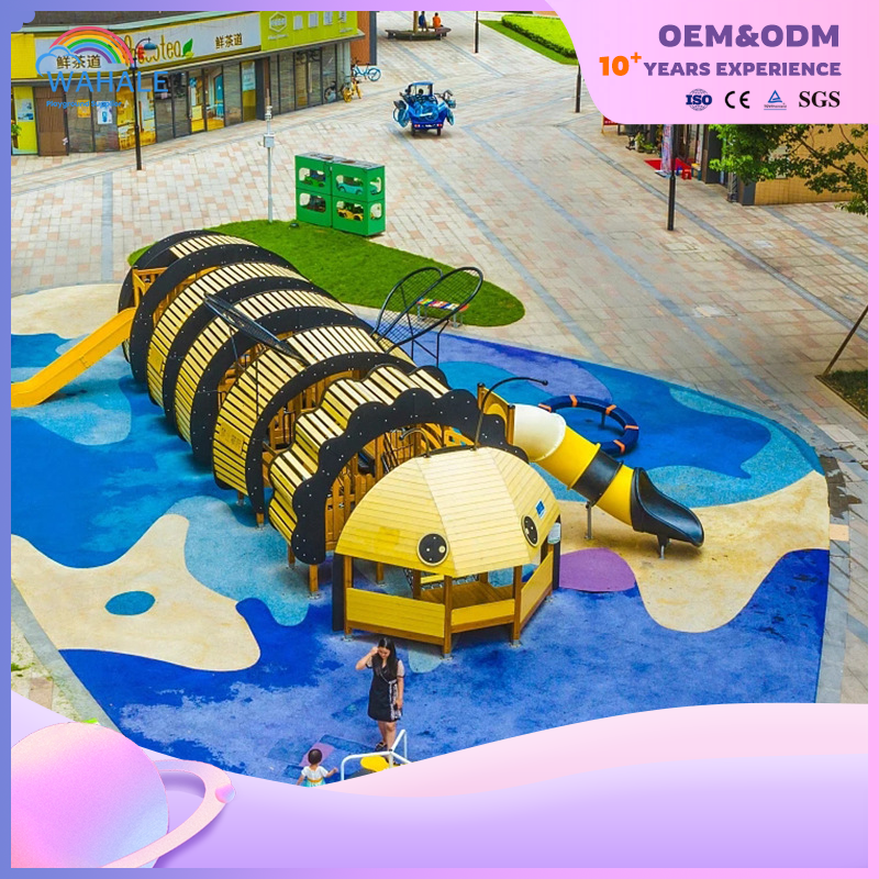 Shopping Mall Outdoor Cartoon Wasp Shape Custom Children's Wooden Playground Equipment Wholesale