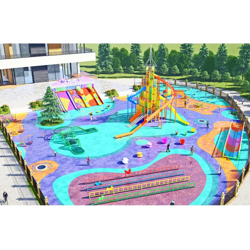 Colorful woven web spider tower