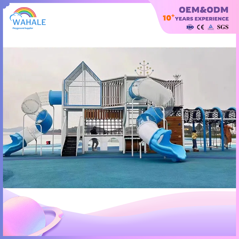 Scenic Area Outdoor Blue House Modeling Children Parent-child Interactive Playground Equipment