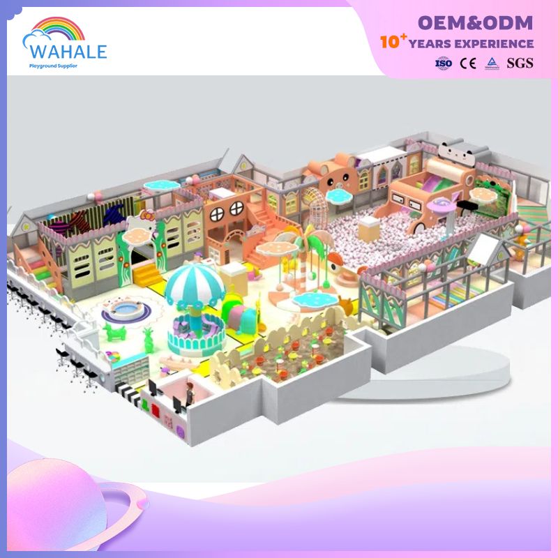 Pink Children's Amusement Park Customized Children's Bear Theme Indoor Soft Installation Playground Equipment