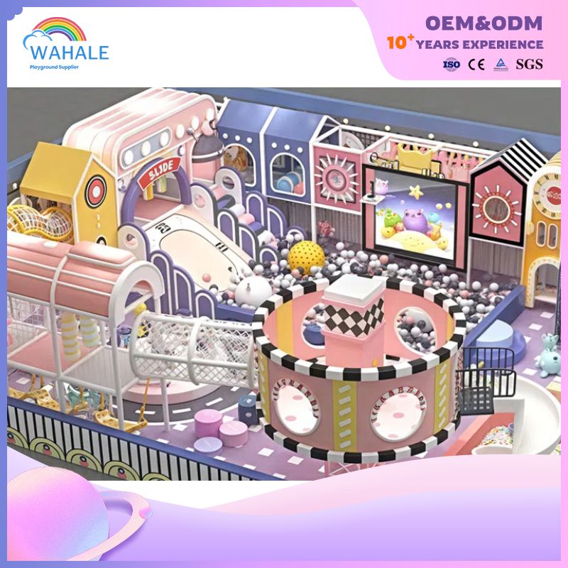 Custom-made Soft Furnishings with A Theme of Pink And Purple Candies in The Sales Center for Children's Playgrounds