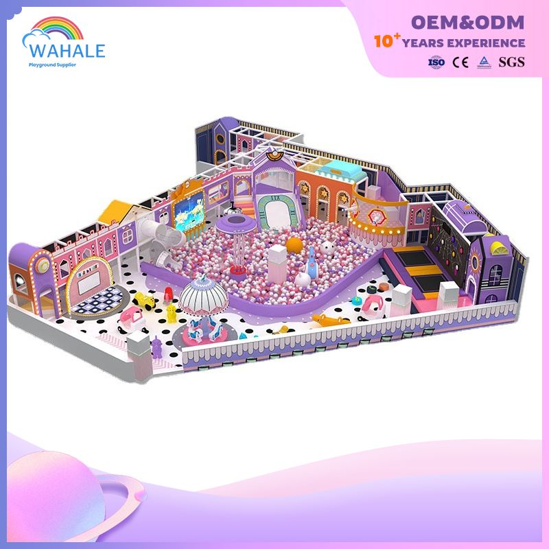 The Indoor Children's Playground Equipment in The Sales Center Is Custom-made in The Shape of A Pinkish-purple Castle