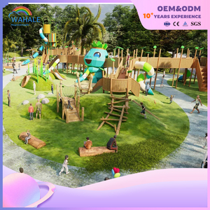 Scenic Spot Outdoor Green Frog Shape Custom Wooden Playground Children Enter The Park Equipment