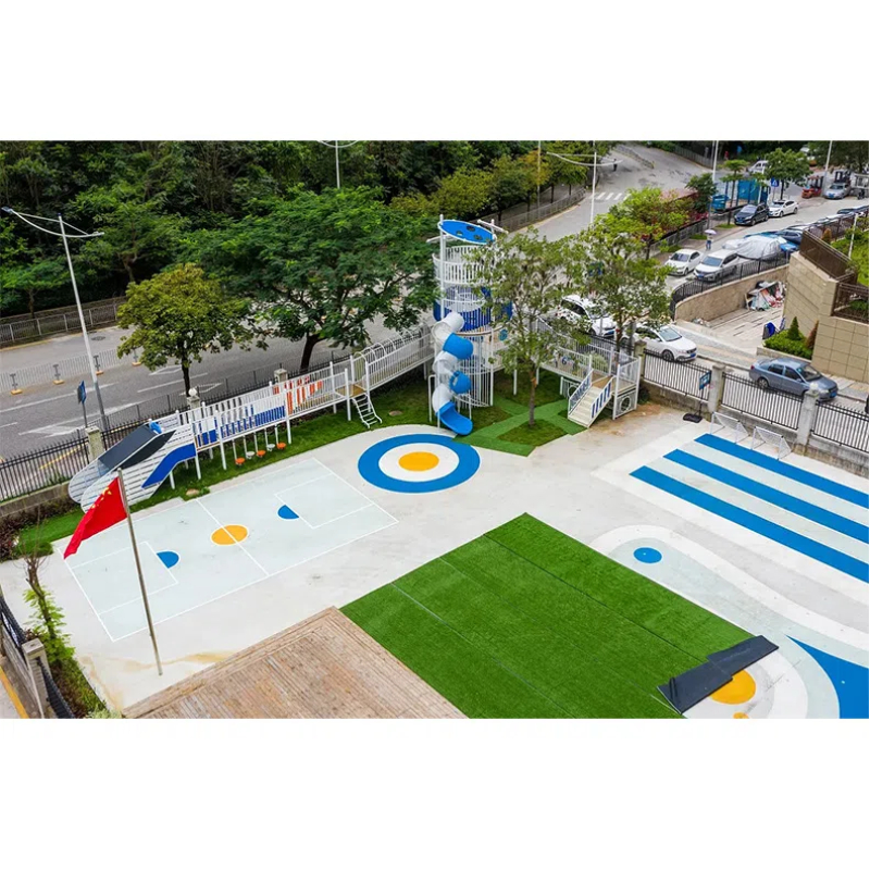 Blue and white gradient spiral pipe slide