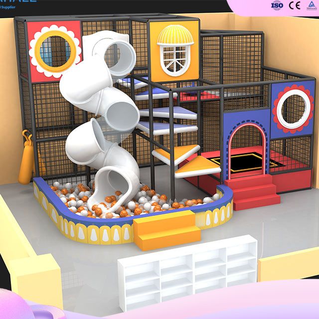 Compact Indoor Playground Starter Kit | S-Shape Spiral Slide, Trampoline & Ball Pool | Ideal for Small Business Investment