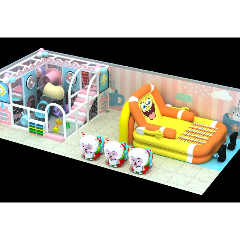 indoor pink bandage wooden bridge