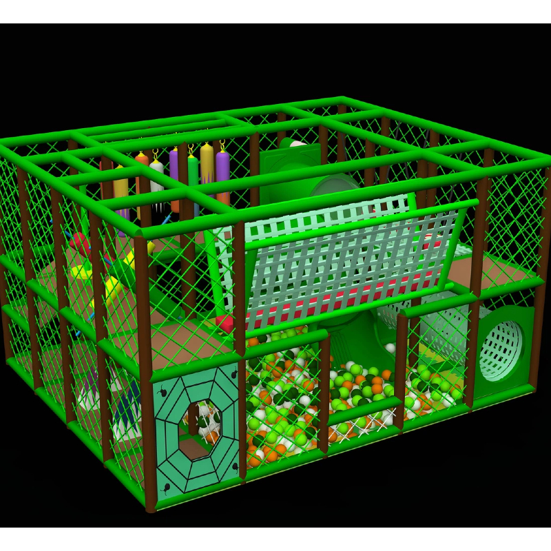 green children's climbing network walkway