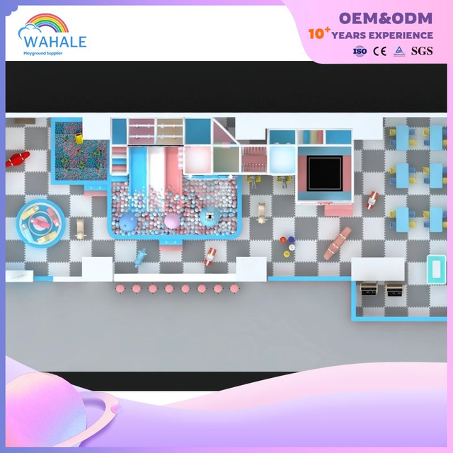 Kindergarten Indoor Children Blue Pink Theme Customized Playground Equipment Wholesale