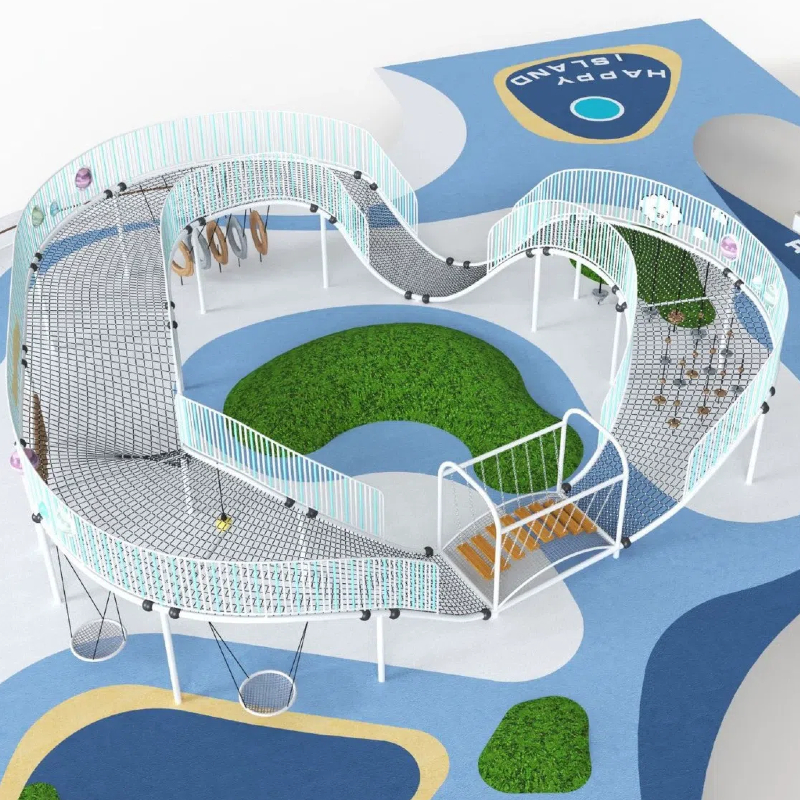 Circular woven net rope swing