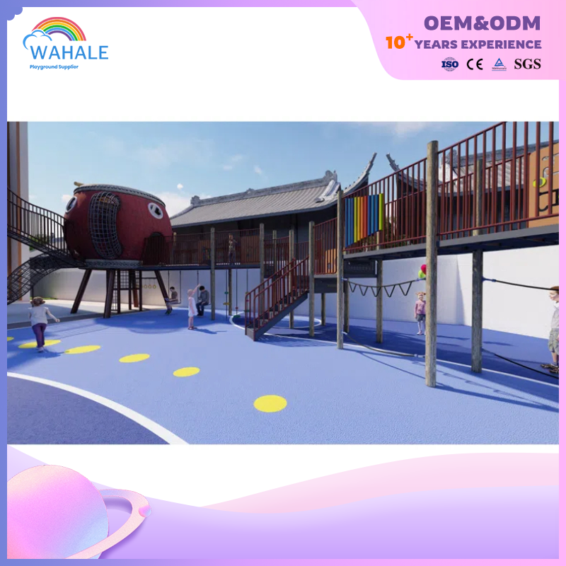 Early Education Center Outdoor Wooden Drum Shape Children's Playground Equipment Manufacturer