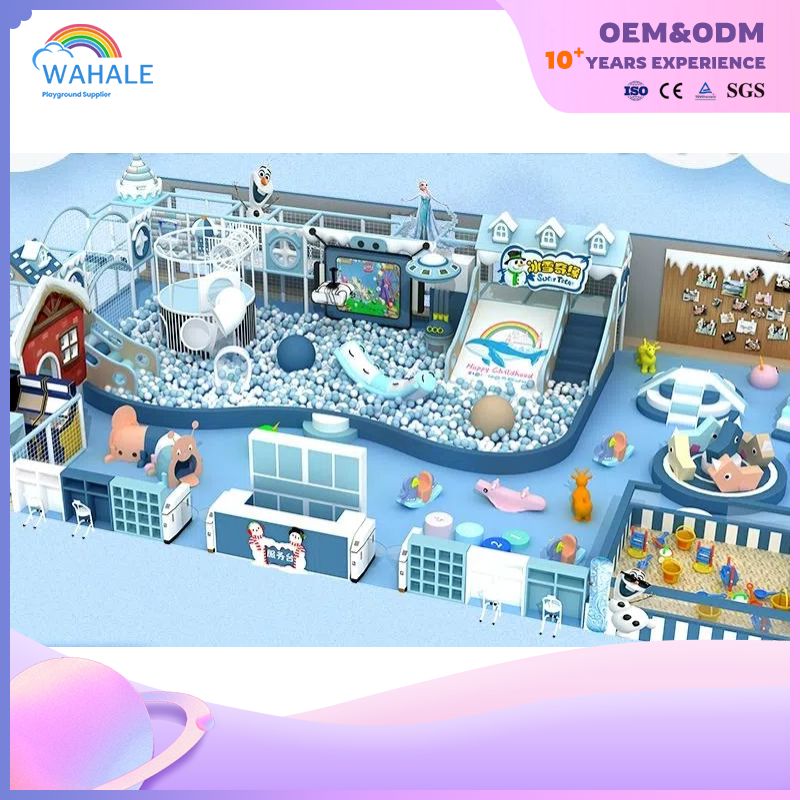Ice And Snow World Theme Customized Children's Indoor Playground Blue And White Indoor Soft Decoration Park