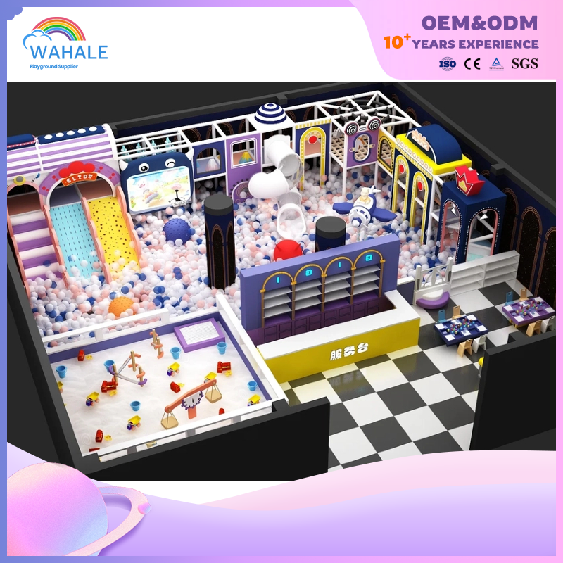 Sales Center Indoor Purple Soft Decoration Playground Customized Robot Theme Children's Park Facilities