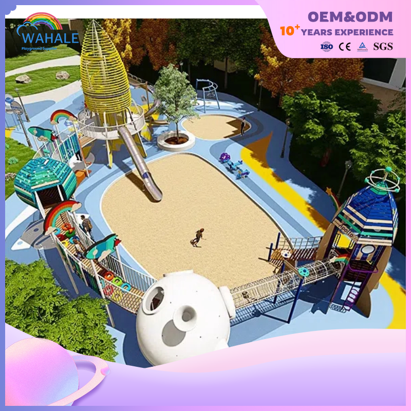 Rocket Shape Custom Children's Playground Outdoor White Space Theme Playground Equipment Wholesale