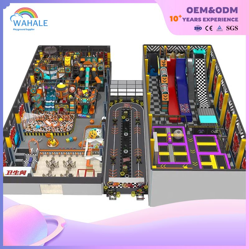 Racing Town Theme Custom Indoor Soft Parkour Children Trampoline Park Equipment Wholesale