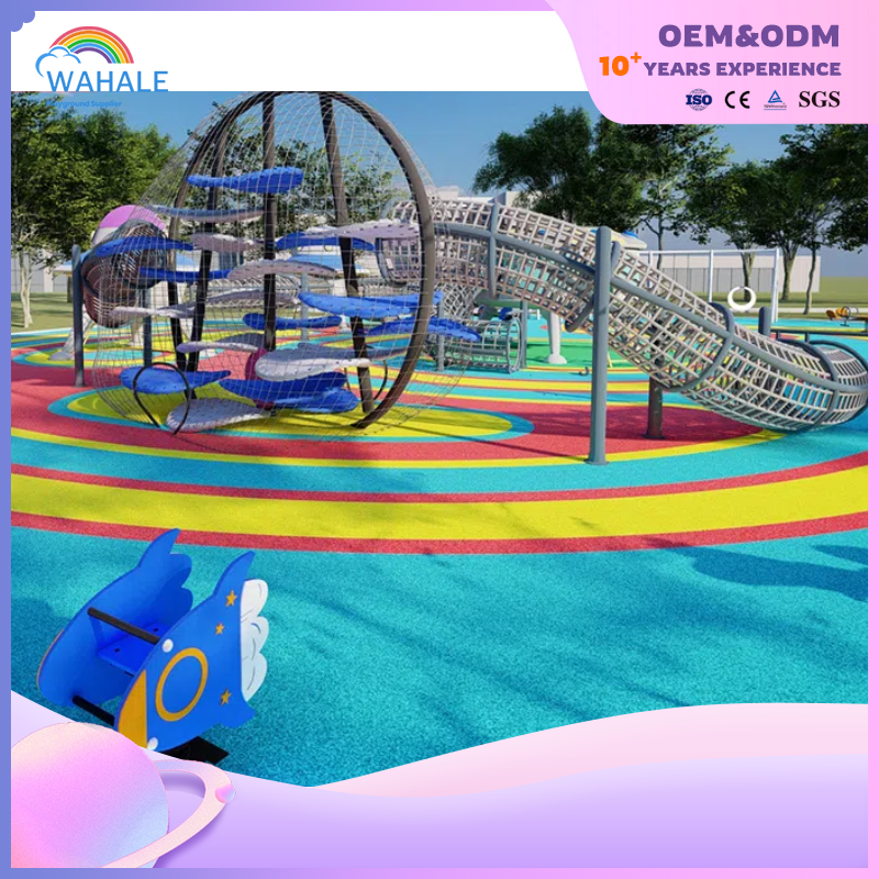 Color Park Outdoor Cartoon Flying Saucer Shape Custom Children's Playground Equipment