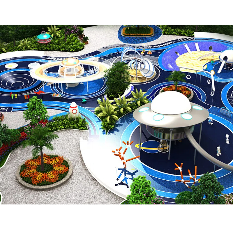 Colorful planet shaped spider tower