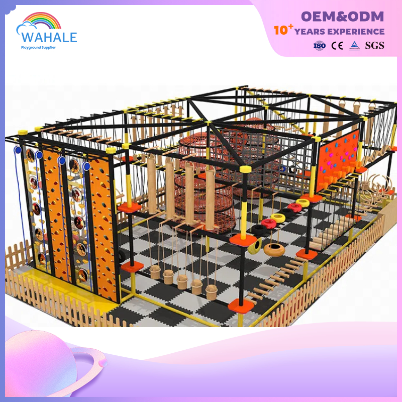 Indoor Children's Warriors Expand The Climb Through The Pass Through Playground Equipment