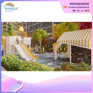 Early Education Center Outdoor Yellow House Shape Playground Customized Wooden Maze for Children