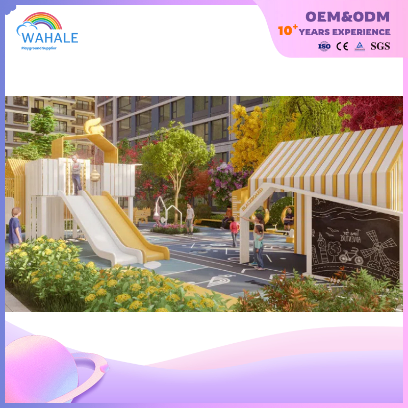 Early Education Center Outdoor Yellow House Shape Playground Customized Wooden Maze for Children