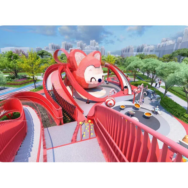 Red woven rope swing