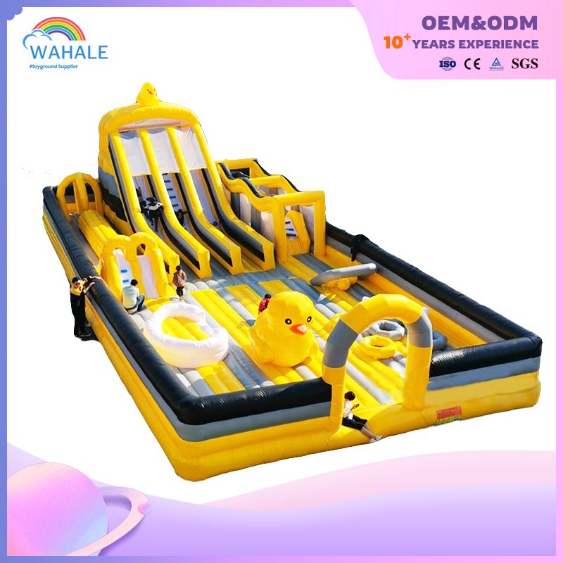 Inflatable Little Yellow Duck Cool Summer Slide And Jump Fun Area