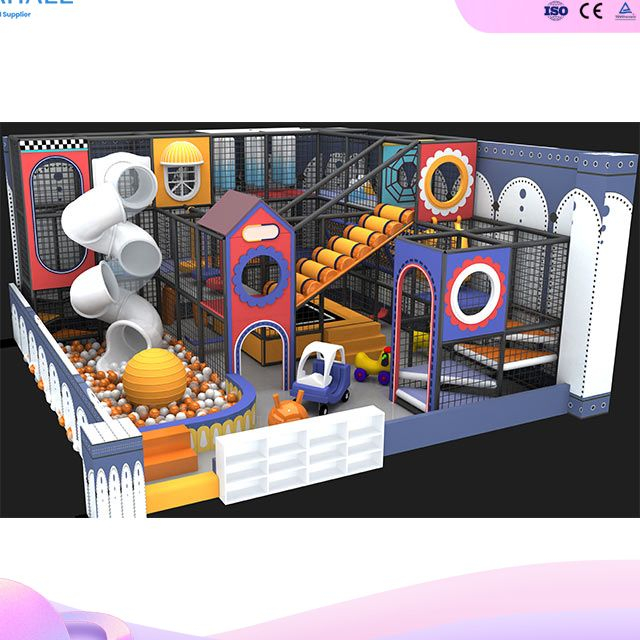 Compact Indoor Playground Starter Kit | S-Shape Spiral Slide, Trampoline & Ball Pool | Ideal for Small Business Investment