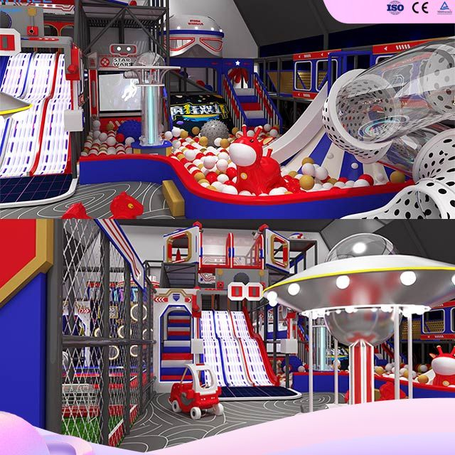Modern Red-Blue Themed Playground (USA) - Extreme Adventure Playground Manufacturer