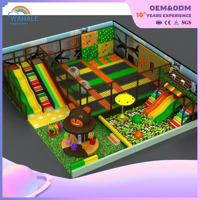 Forest Theme Indoor Trampoline Park Customized Children's Bear Head Playground Equipment Wholesale