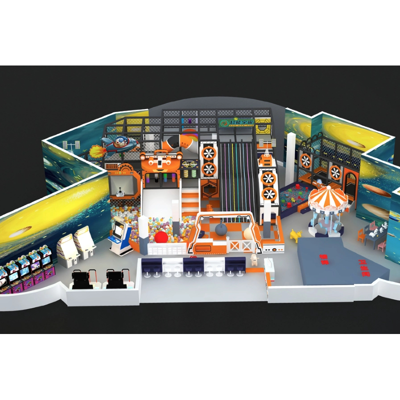 orange and black climbing network walkway