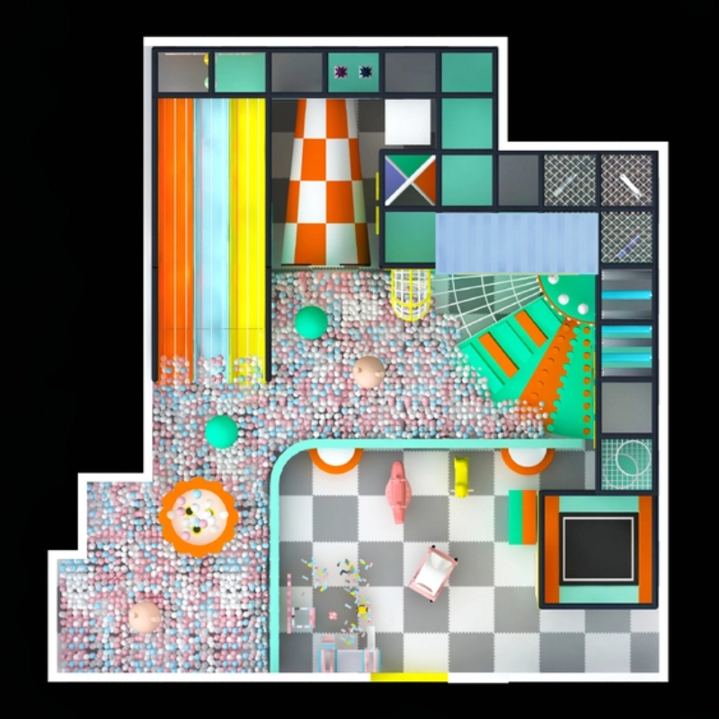 indoor orange house shape trampoline