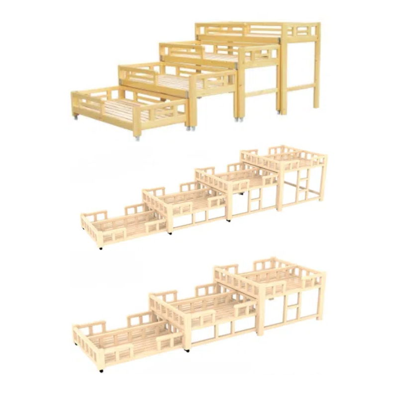 double layer children's solid wood bed